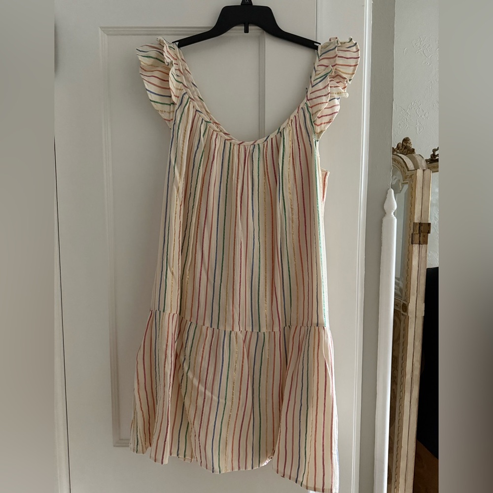 NWT GAP Rainbow 🌈 Striped Ruffle Sleeve Dress, XL Tall